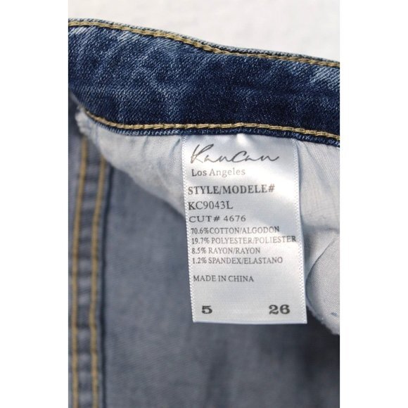 KanCan Los Angeles Skirt Women 5 / 26 Blue Distressed Denim Raw Hem Mini Casual - Picture 7 of 13
